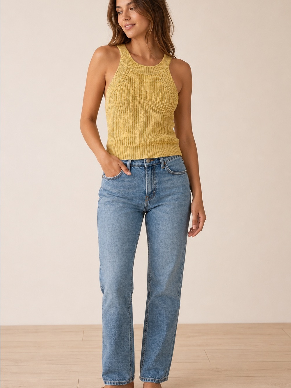 Forever 21 Yellow Knit Tank Top